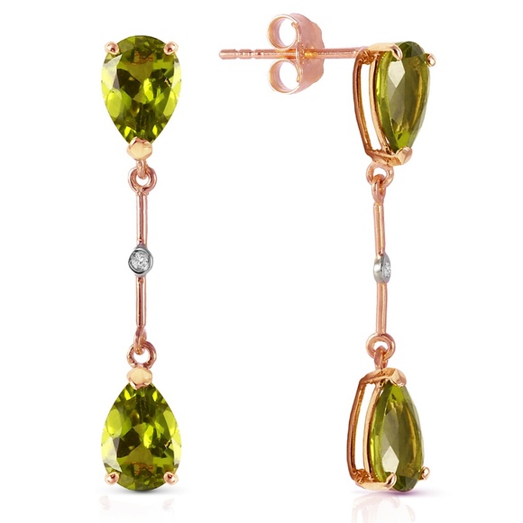 Galaxy Gold Products Jewelry - GOLD DIAMONDS & PERIDOTS DANGLING EARRING
